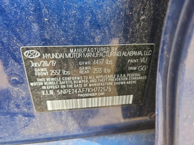 2019 HYUNDAI SONATA 12