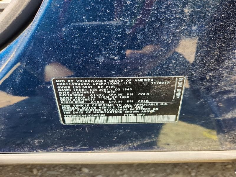 2018 VOLKSWAGEN ATLAS S S 13