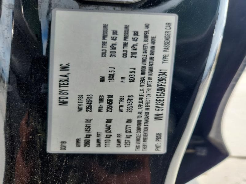 2019 TESLA MODEL 3 12