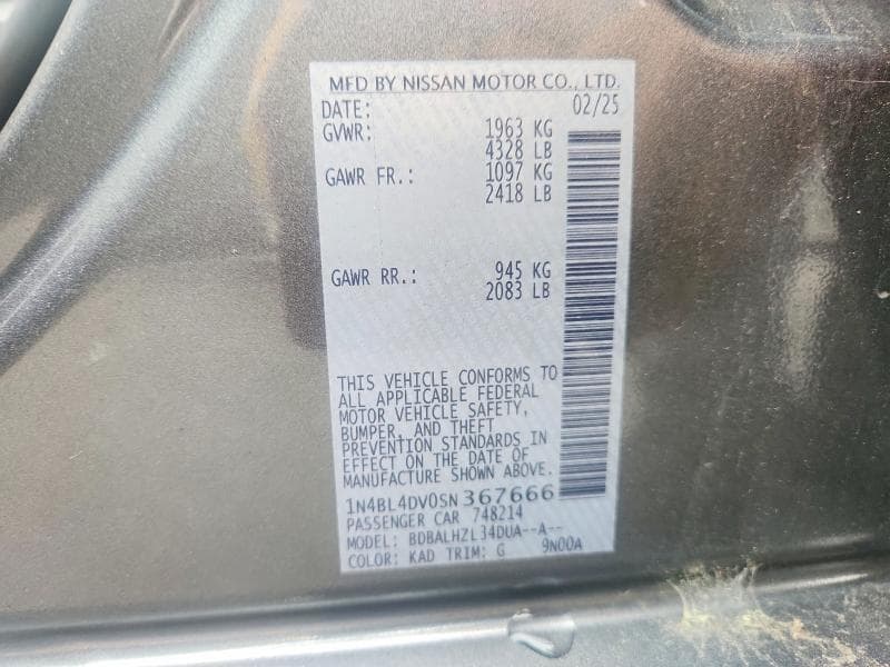 2025 NISSAN ALTIMA SV 12