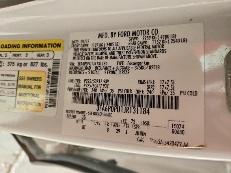 2018 FORD FUSION SE PHEV 12