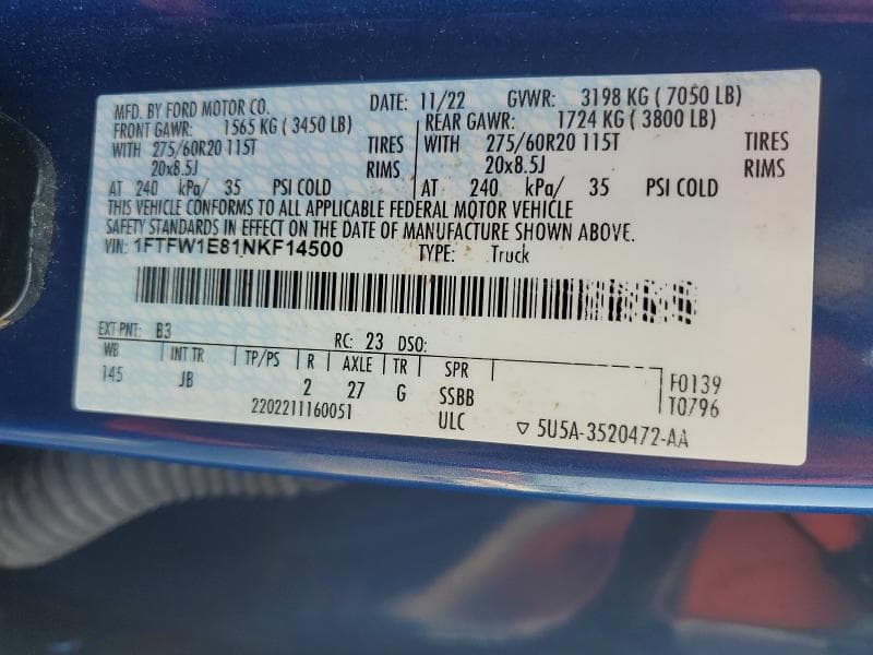 2022 FORD F150 SUPERCREW 12