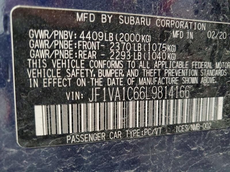 2020 SUBARU WRX PREMIUM 12