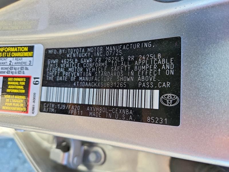 2025 TOYOTA CAMRY LE 12