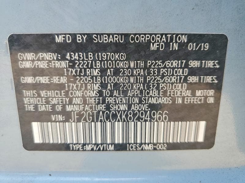 2019 SUBARU CROSSTREK PREMIUM 13