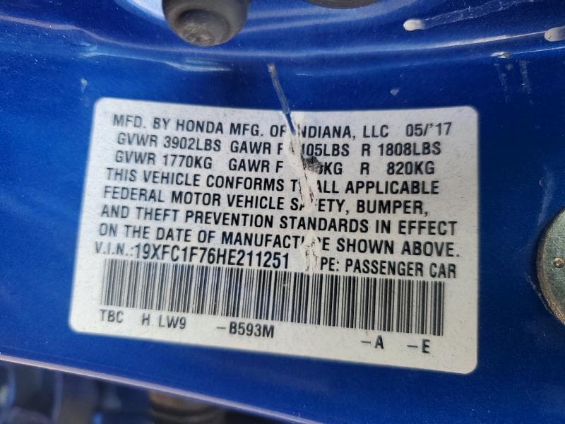 2017 HONDA CIVIC EXL 13
