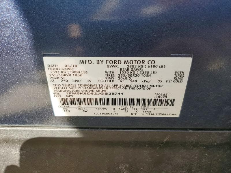 2018 FORD EXPLORER XLT 13