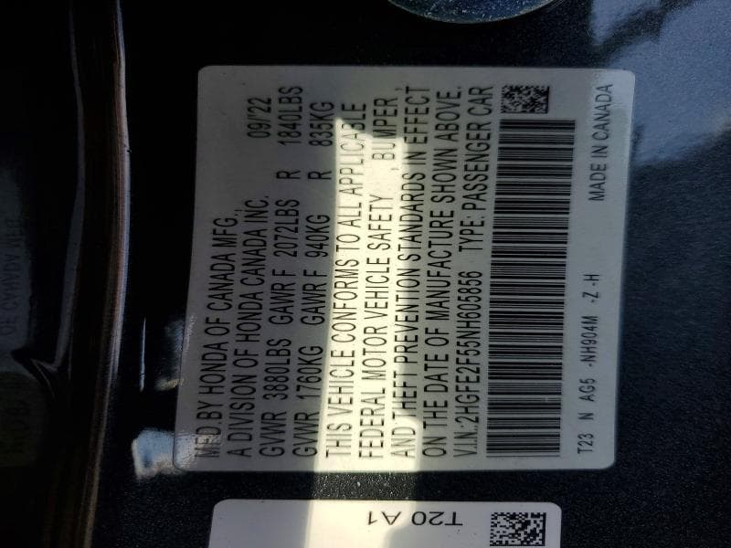 2022 HONDA 2DCV 13