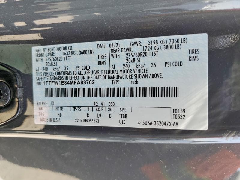 2021 FORD F150 SUPERCREW 12