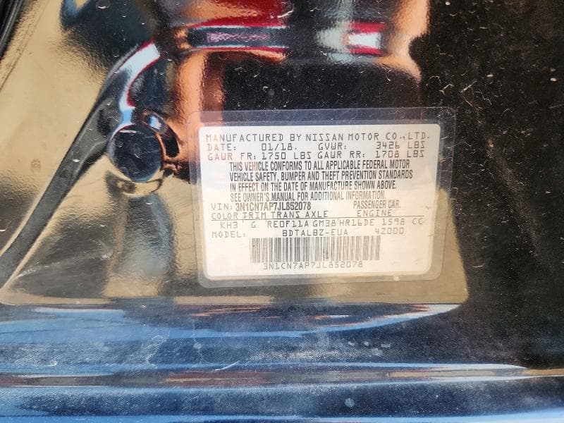 2018 NISSAN VERSA SV 12