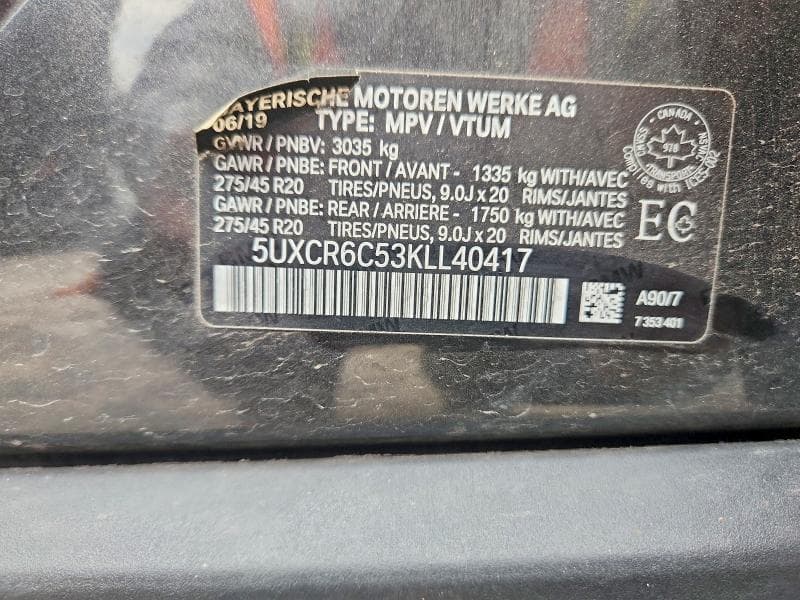 2019 BMW X5 XDRIVE40I 12