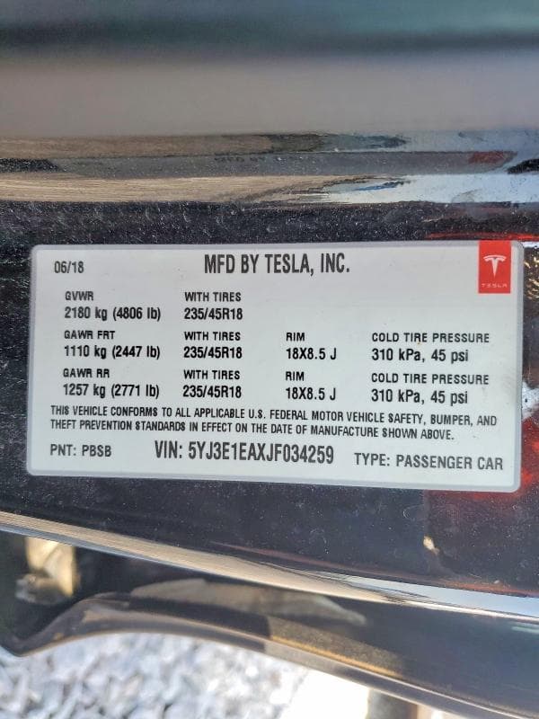 2018 TESLA MODEL 3 12