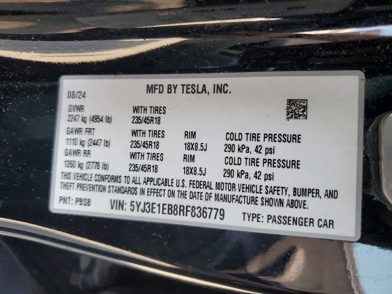 2024 TESLA MODEL 3 12