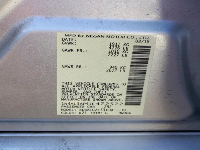 2018 NISSAN ALTIMA 2.5 S 12