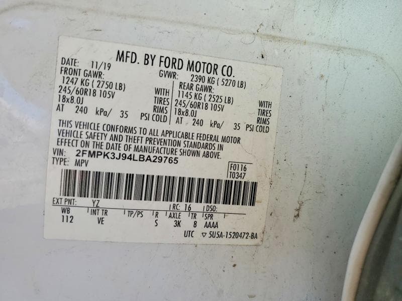 2020 FORD EDGE SEL 12