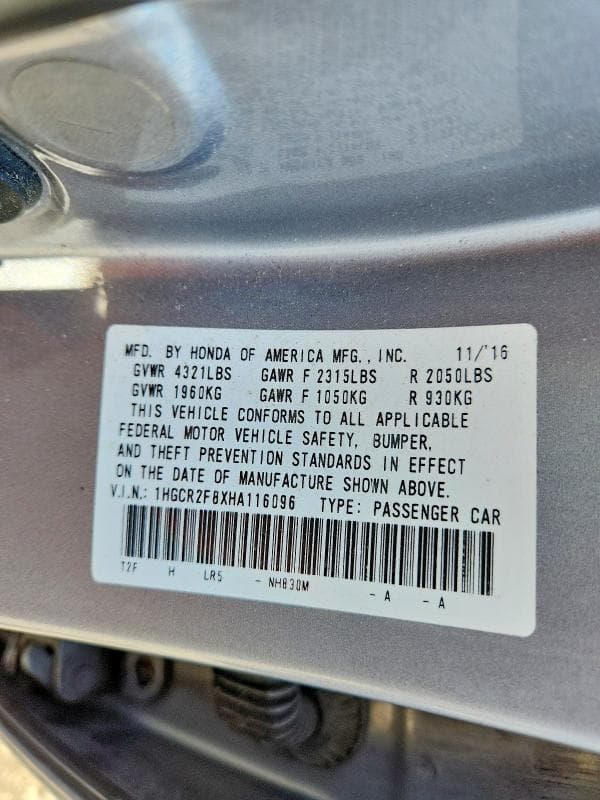 2017 HONDA ACCORD EXL 13