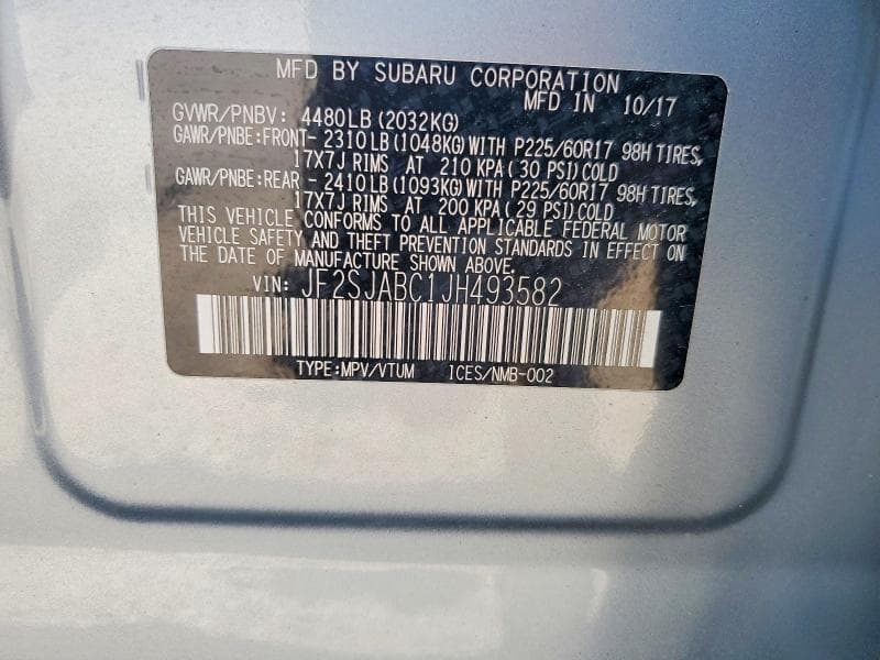 2018 SUBARU FORESTER 2.5I 12