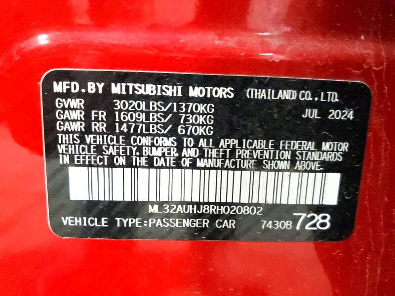 2024 MITSUBISHI MIRAGE ES 13