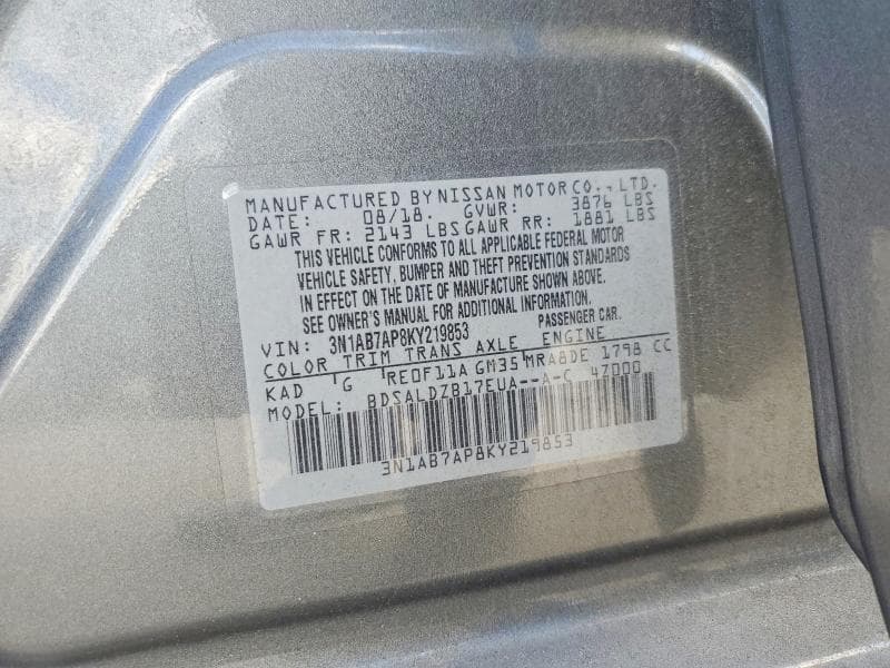 2019 NISSAN SENTRA 12