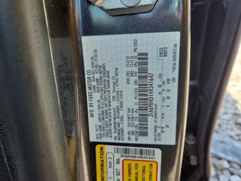 2017 FORD FUSION SE 12
