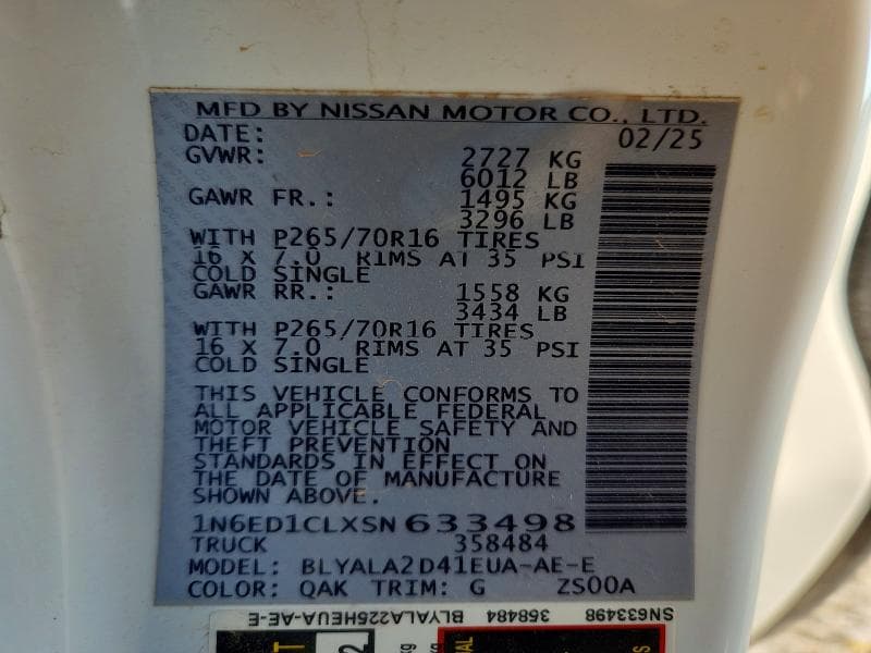 2025 NISSAN FRONTIER S 12