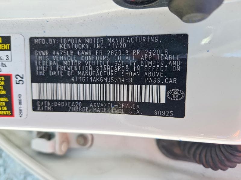 2021 TOYOTA CAMRY SE 12