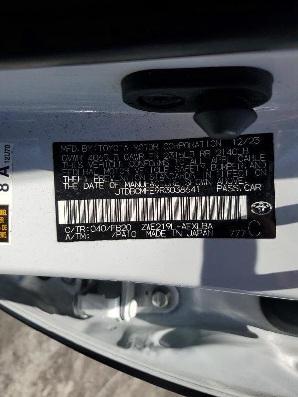 2024 TOYOTA COROLLA HYBRID LE 12