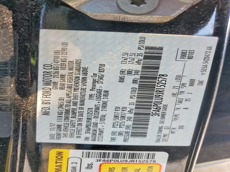 2018 FORD FUSION SE HYBRID 12