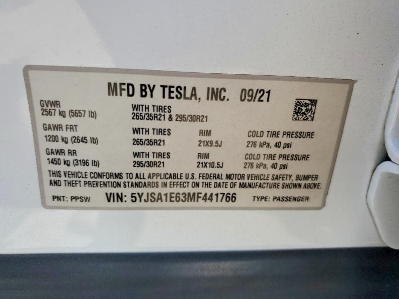 2021 TESLA MODEL S 12