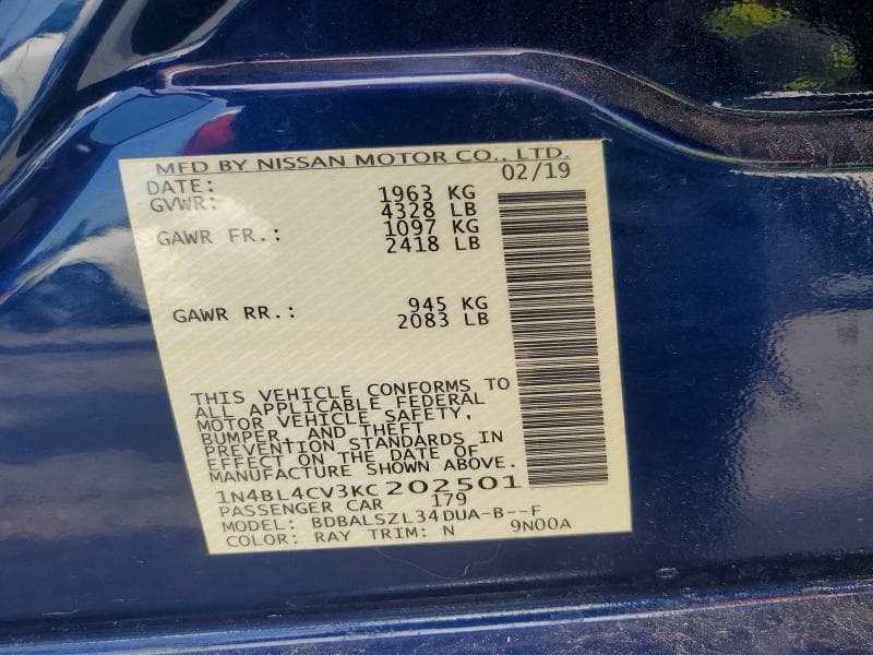 2019 NISSAN ALTIMA SR 12