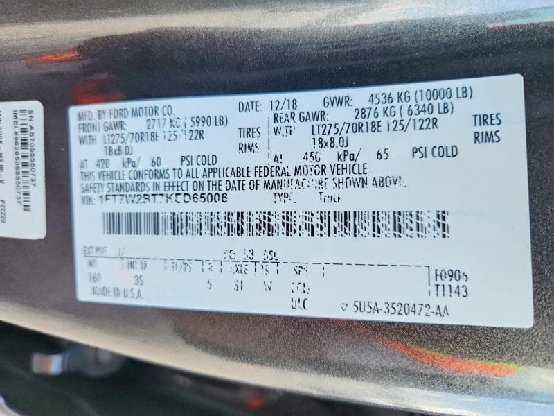 2019 FORD F250 SUPER DUTY 12
