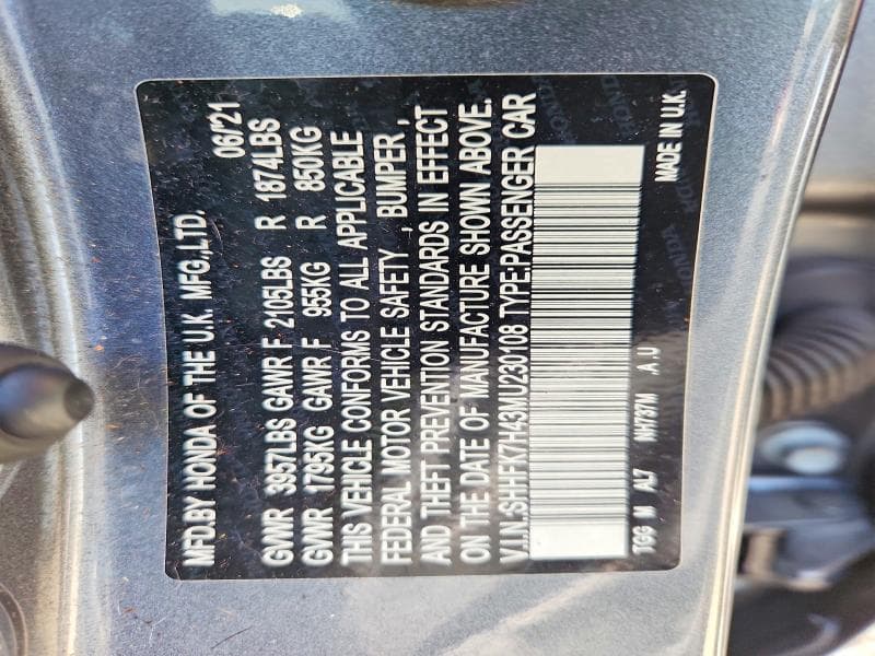 2021 HONDA CIVIC SPORT 13