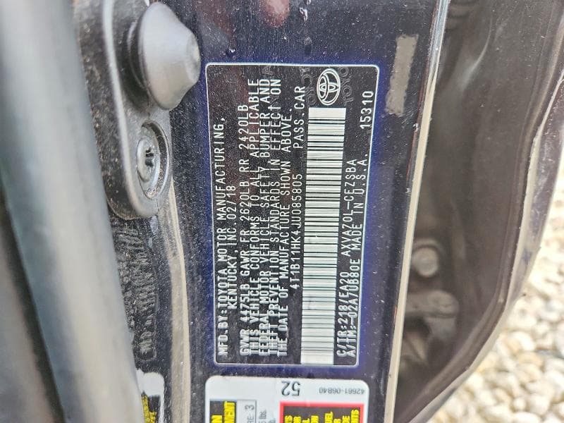 2018 TOYOTA CAMRY SE 12