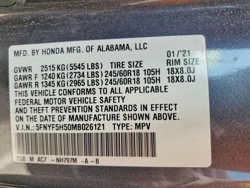 2021 HONDA PILOT EXL 13