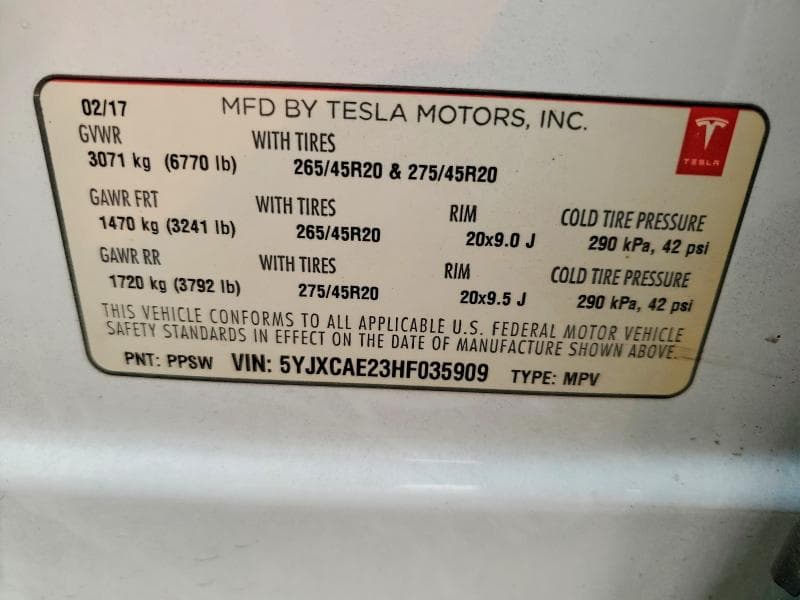 2017 TESLA MODEL X 12