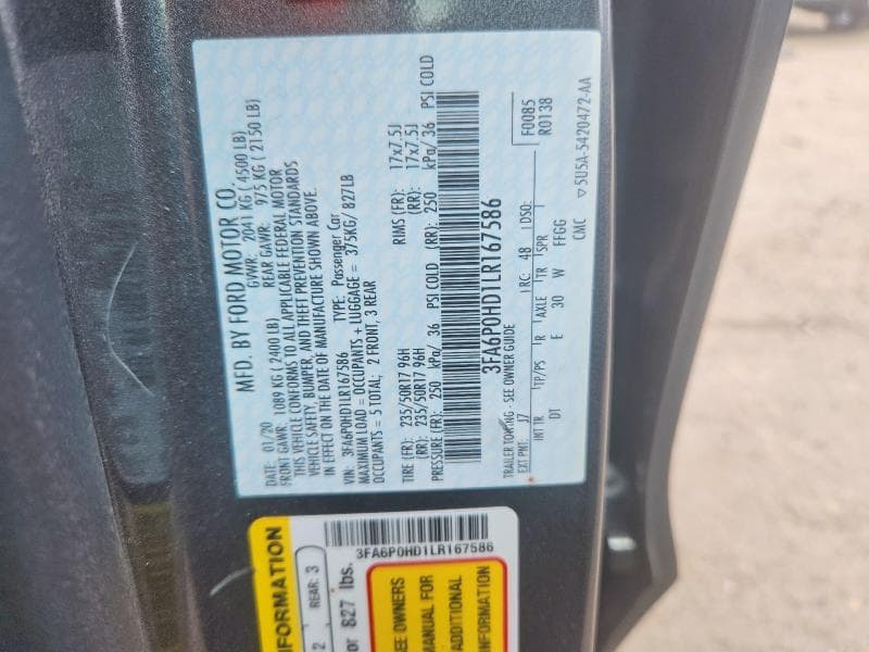 2020 FORD FUSION SE 12