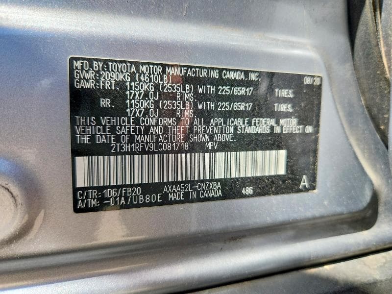 2020 TOYOTA RAV4 LE 12