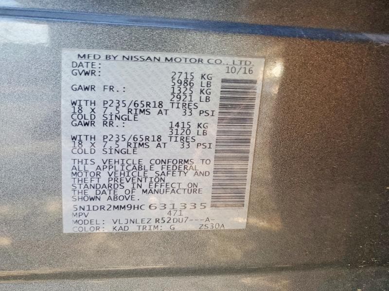 2017 NISSAN PATHFINDER SV 13