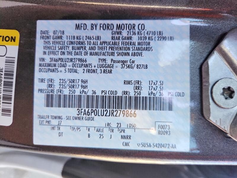 2018 FORD FUSION SE HYBRID 12