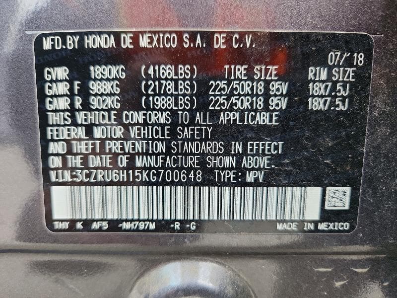 2019 HONDA HR-V SPORT 12