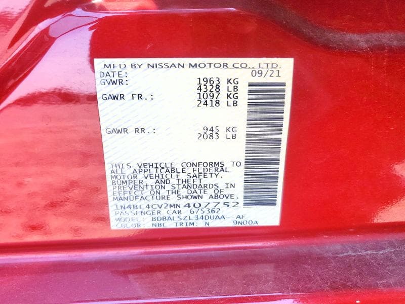 2021 NISSAN ALTIMA SR 12