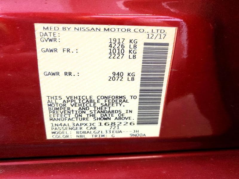 2018 NISSAN ALTIMA 2.5 S 12