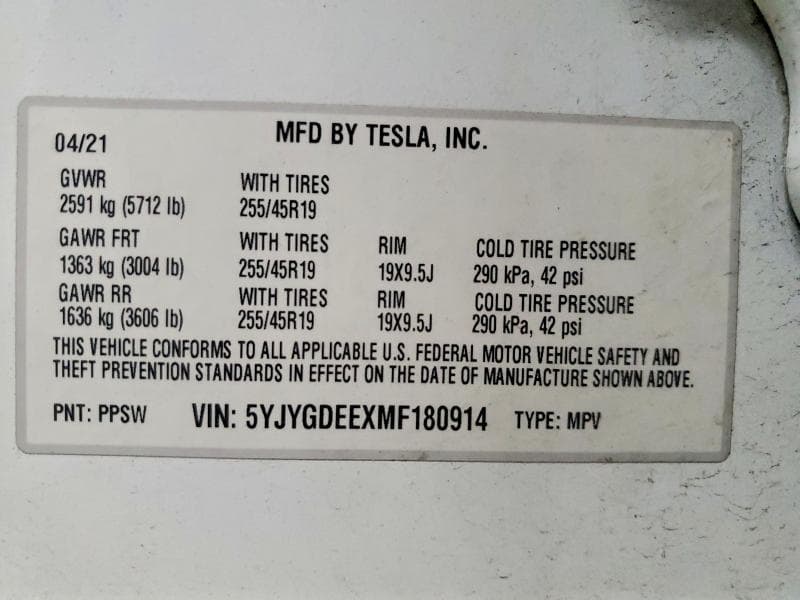 2021 TESLA MODEL Y 12