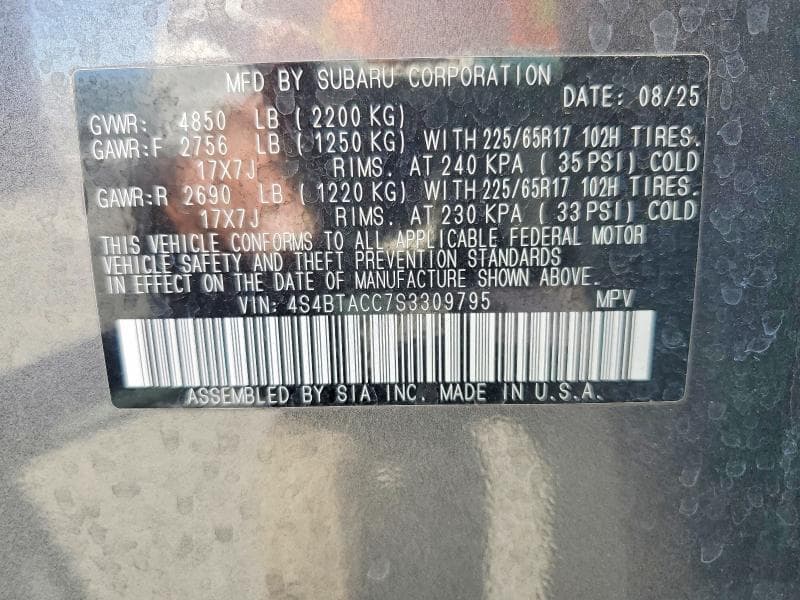 2025 SUBARU OUTBACK PREMIUM 13