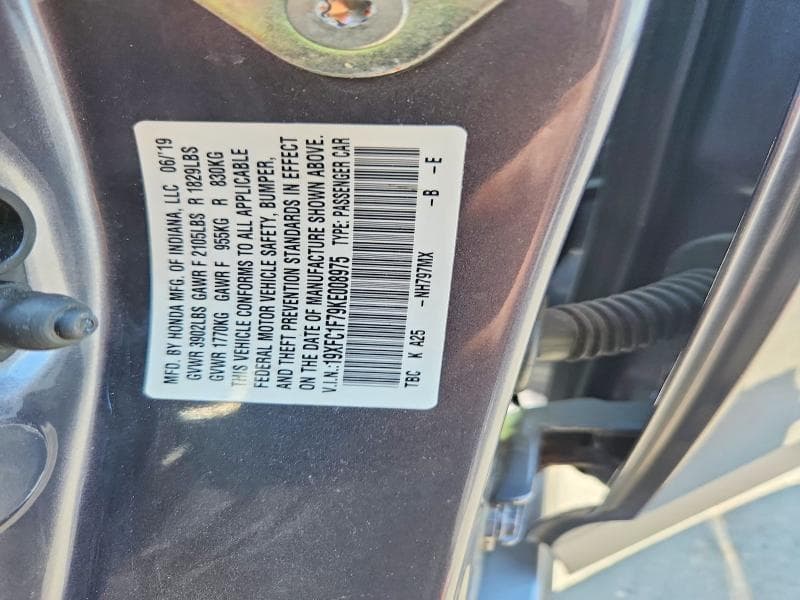 2019 HONDA CIVIC EXL 13