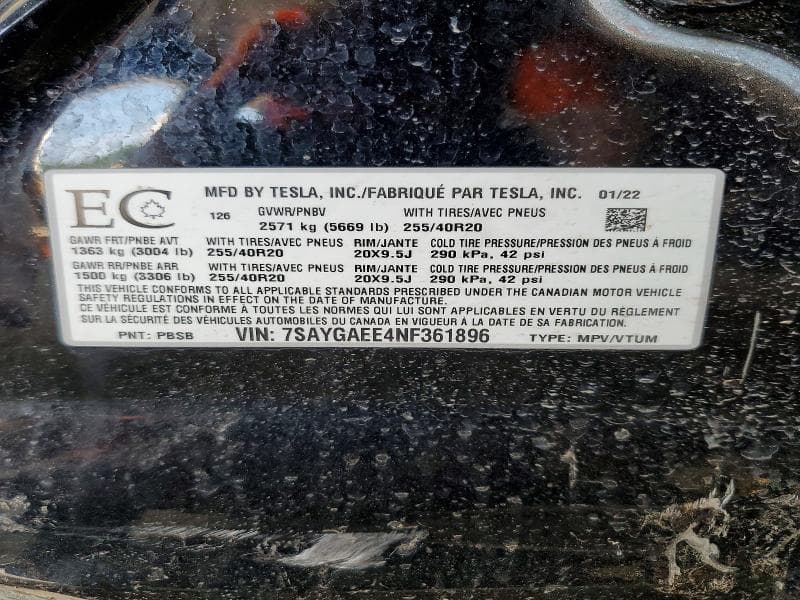 2022 TESLA MODEL Y 12