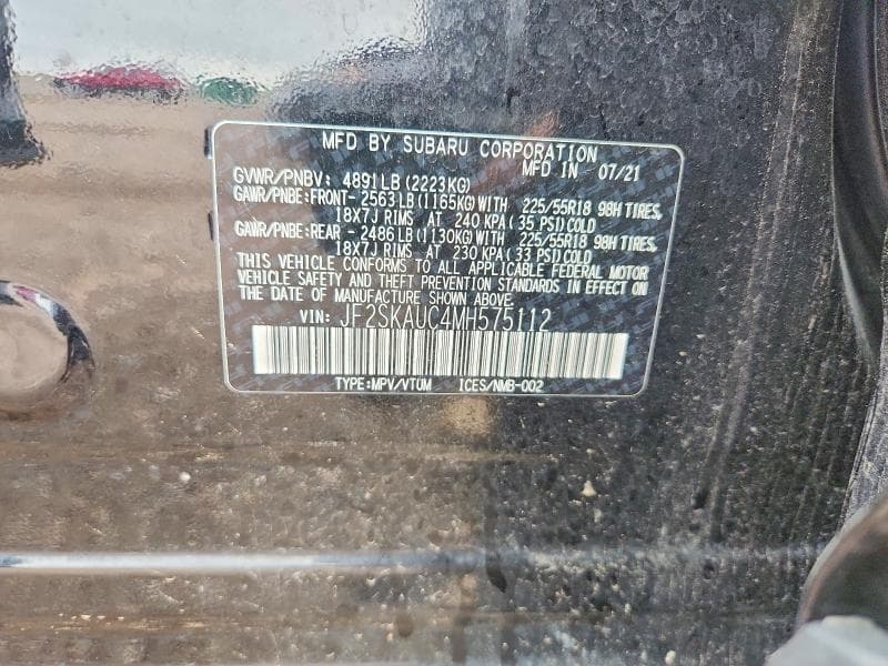 2021 SUBARU FORESTER LIMITED 12
