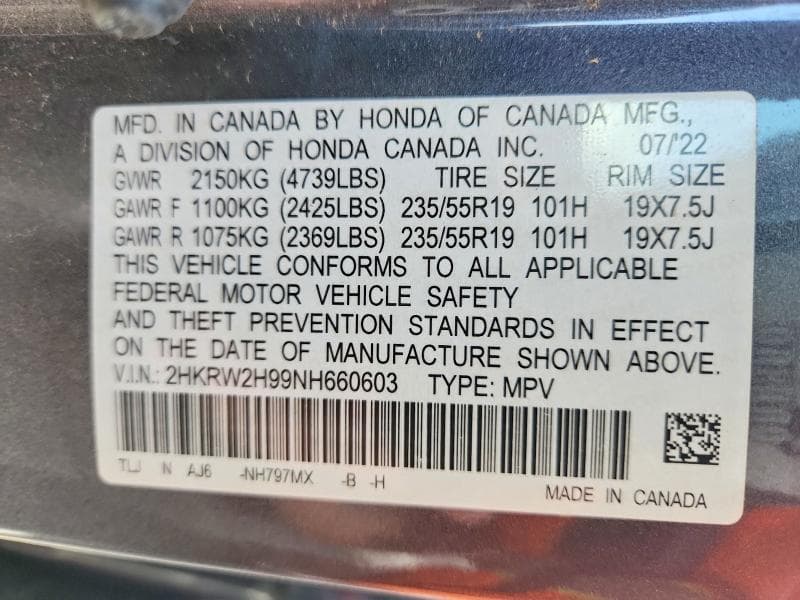 2022 HONDA CR-V TOURING 13
