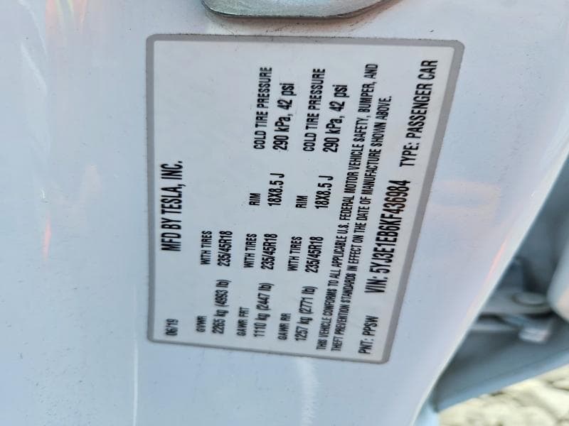 2019 TESLA MODEL 3 12