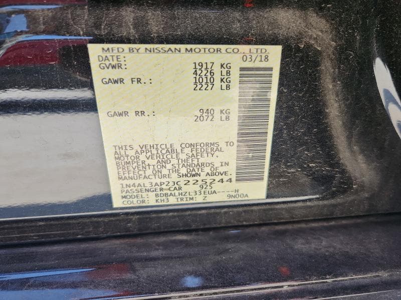 2018 NISSAN ALTIMA 2.5 SR 13